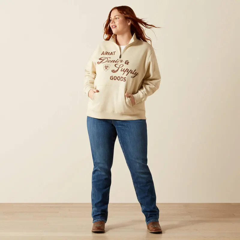 Ariat Women's Oyster Grey Denim And Supply 1/2 Zip Sweatshirt 2