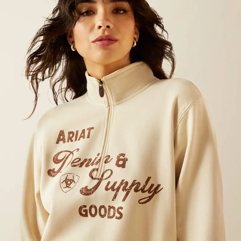 Ariat Women's Oyster Grey Denim And Supply 1/2 Zip Sweatshirt 4