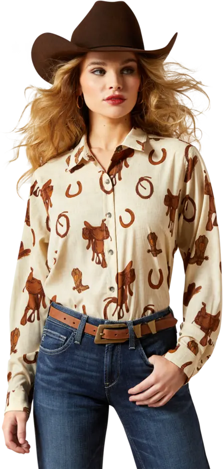 Ariat Women's Rodeo Spur Print Homestyle Shirt 1