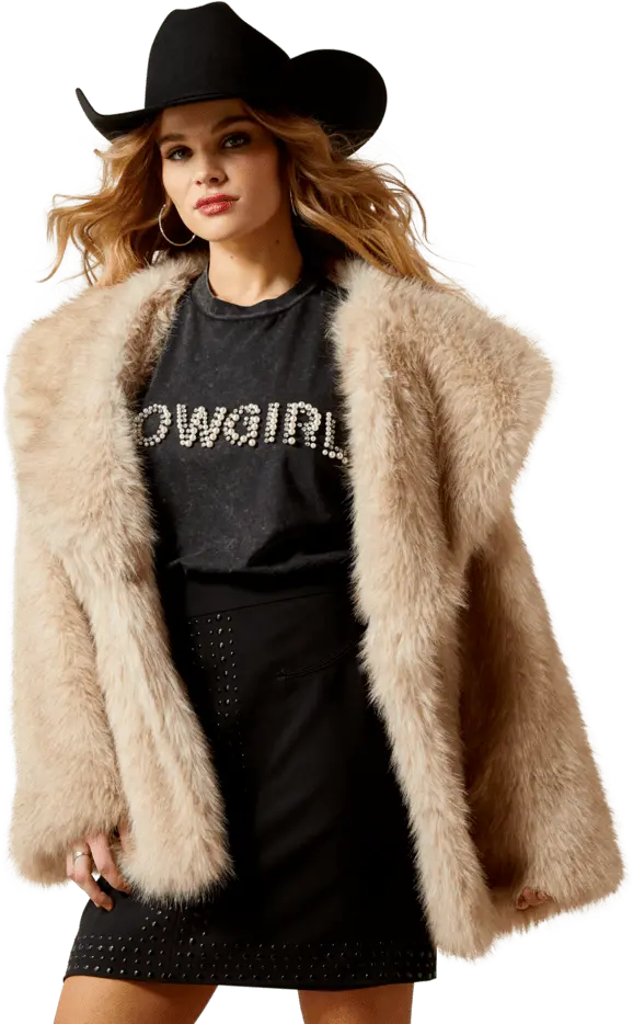 Ariat Women's Tan Faux Fur Coat 1