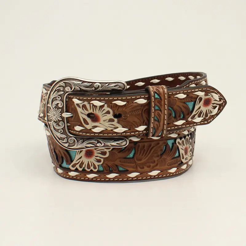 Ariat Women's Turquoise Underlay Floral Belt 1