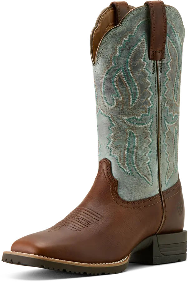 Ariat Women's Worn Denim Hybrid Ranchwork Wide Square Toe Boot 1