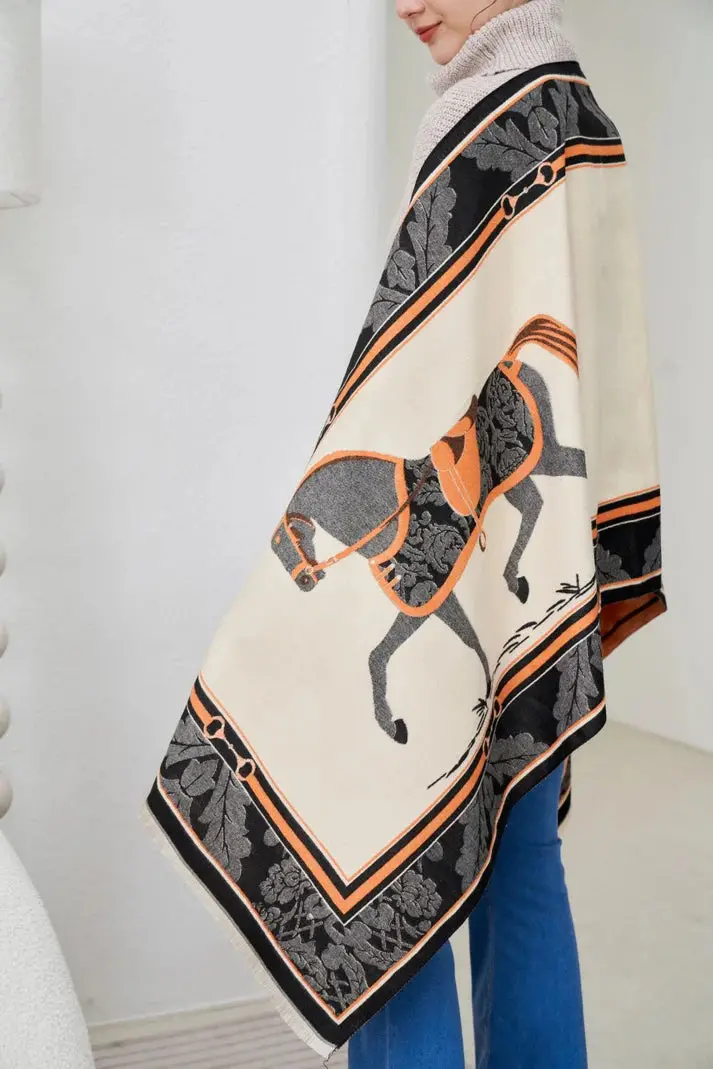 Awst Int'l Baroque Horses Acrylic Cashmere Scarf 2