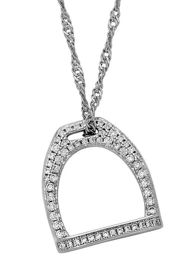 Awst Int'l Sterling Silver & Pave Cz Stirrup Necklace 1