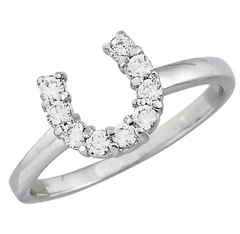 Awst Sterling Silver & Clear Cz Horseshoe Ring 1