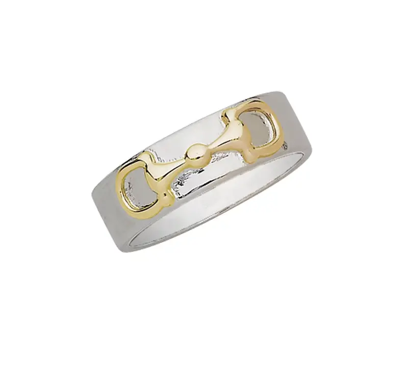 Awst Two Tone Sterling Silver Snaffle Bit Ring 1