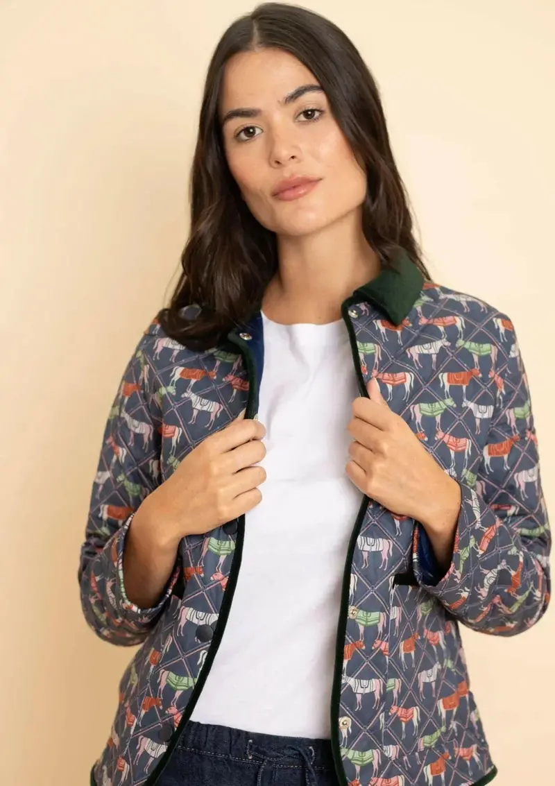 Barn Quilted Jacket | Victory Print | Navy Plaid 3