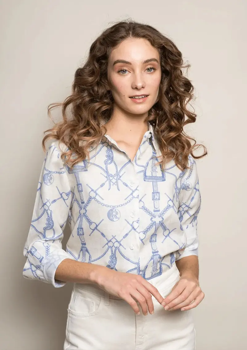 Basic Linen Shirt | Morsetti Print | Cielo 1