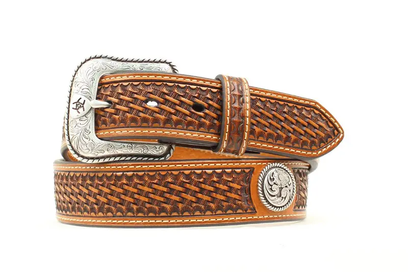 Basketweave W/ Concho Ariat Mens Belt 1