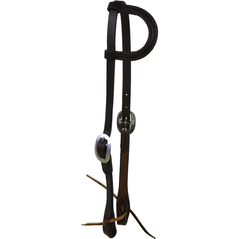Berlin Custom Leather Dark Oiled Slip Ear Headstall With Ties 1