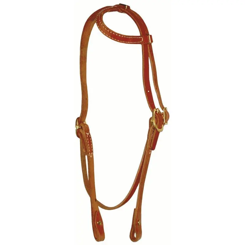 Berlin Custom Leather Sliding One Ear Headstall With Throatlatch And Chicago Screws 1