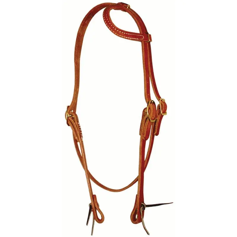 Berlin Custom Leather Sliding One Ear Headstall With Throatlatch And Ties 1