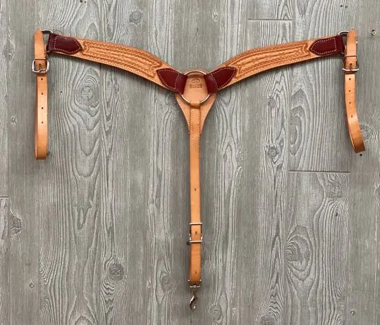 Billy Cook Barbwire Tooled Roper Breast Collar 1
