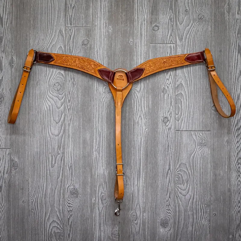 Billy Cook Floral Tooled Roper Breast Collar 1