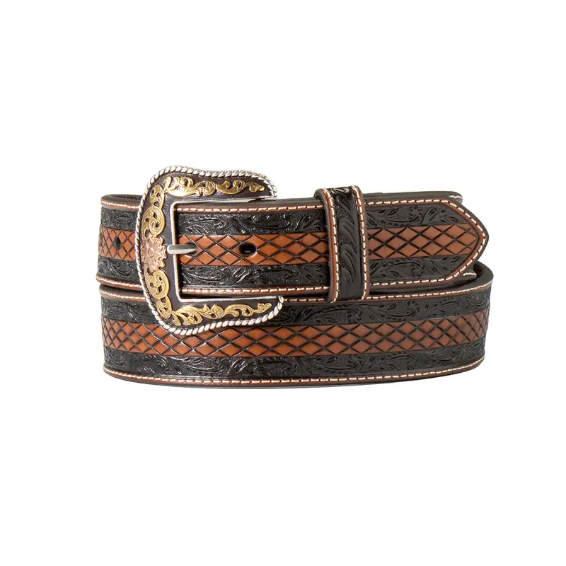 Black/Brown Diamond Stamped Belt 1