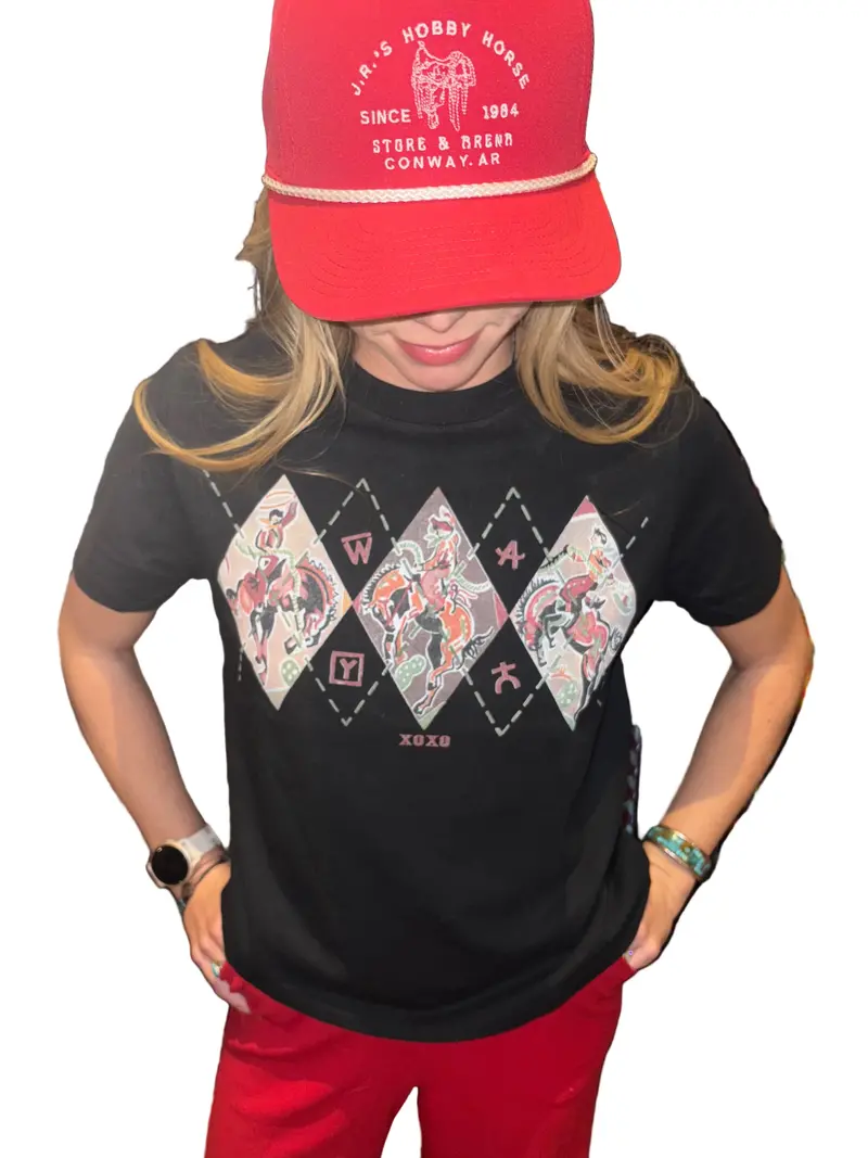 Black Cowboy Argyle  Boxy Vintage Tee 1