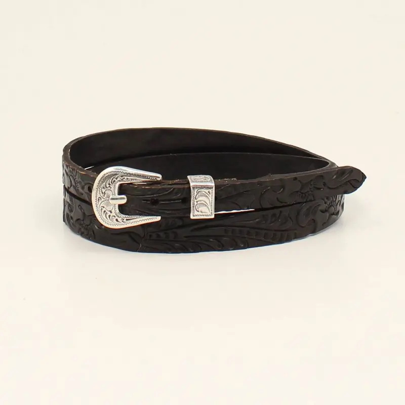 Black Floral Tooled Hatband 1