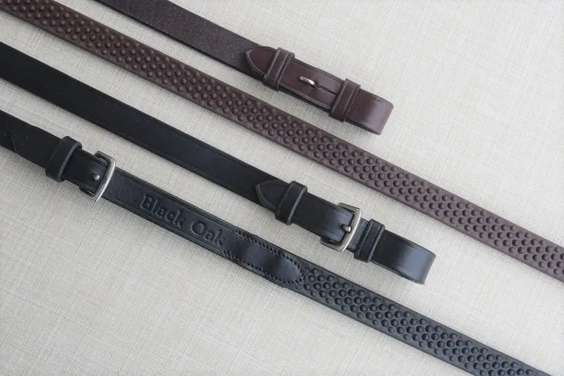 Black Oak 3/4" Pebble Grip Rubber Reins Without Stops 1