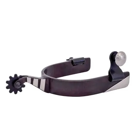 Black Satin Medium Cup Roping Spurs With Stainless Steel Trim 1