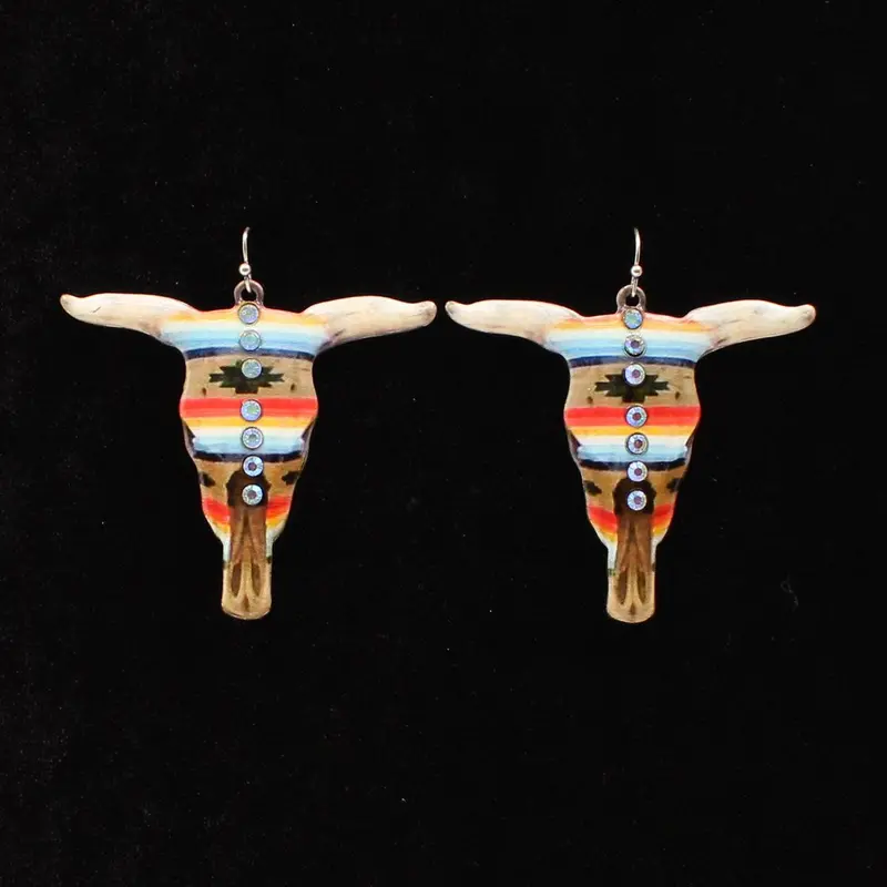 Blazin Roxx Southwest Cow Skull Earrings 1