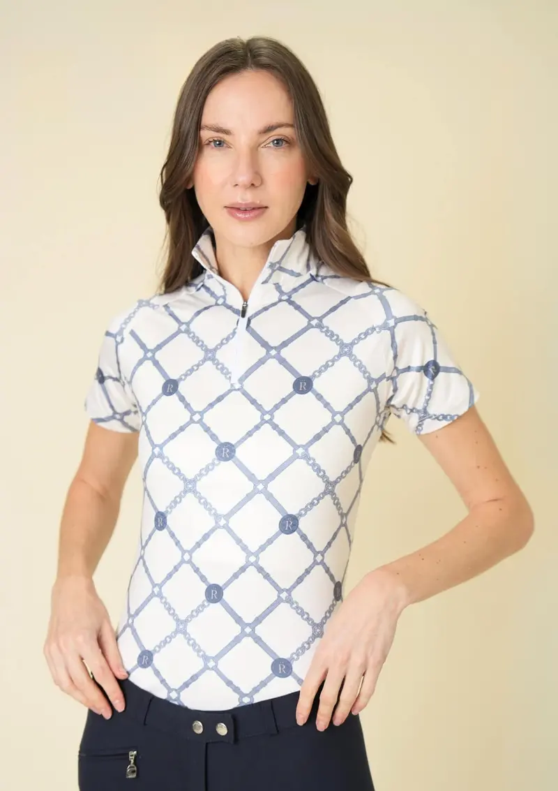 Bliss Quarter-Zip | Short Sleeve | Beltina Print | Blue 1