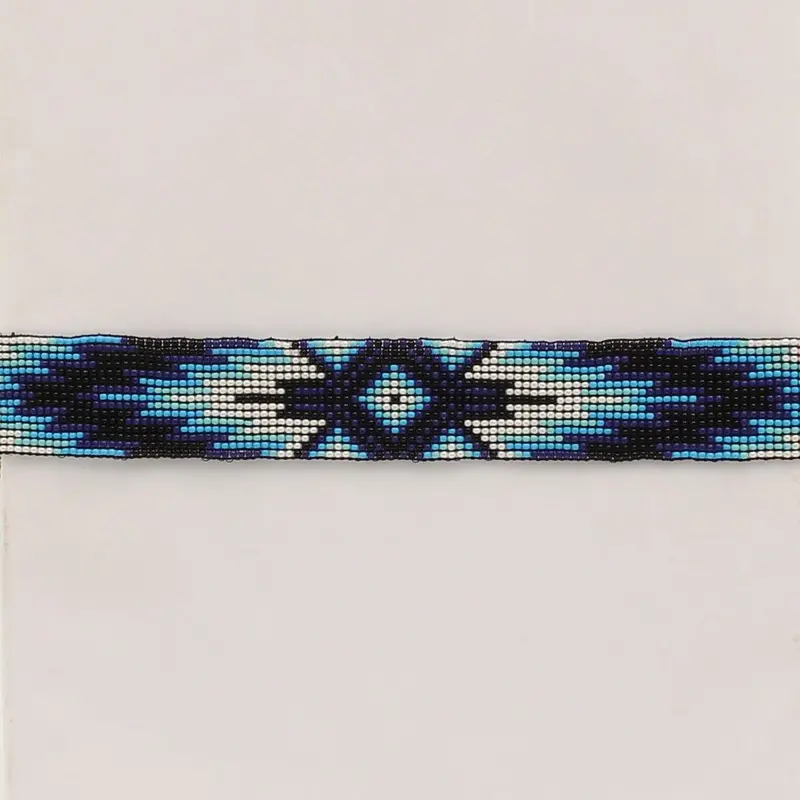 Blue Beaded Stretch Hatband 1