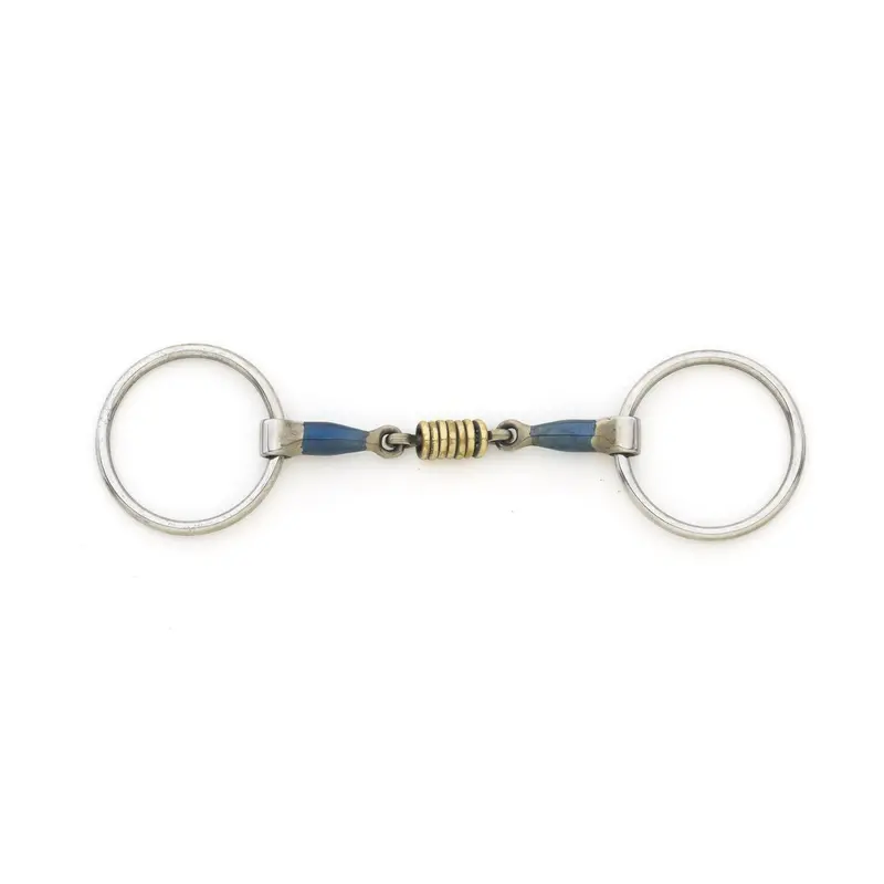 Blue Steel Double Jointed Loose Ring Snaffle Bit 1