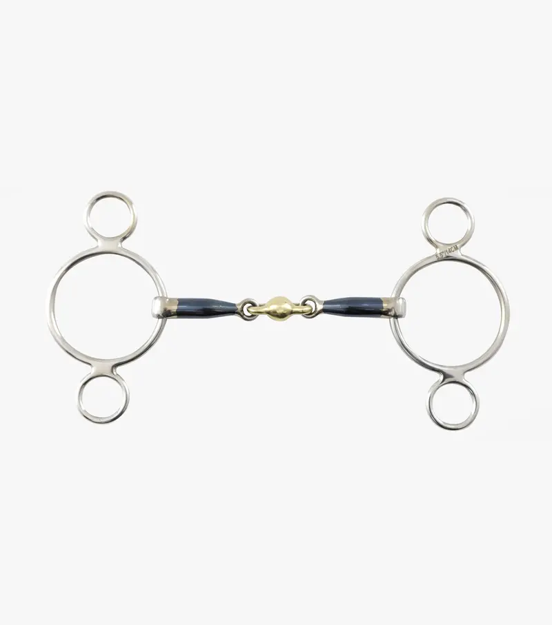 Blue Sweet Iron Two Ring Gag With Brass Alloy Lozenge 1