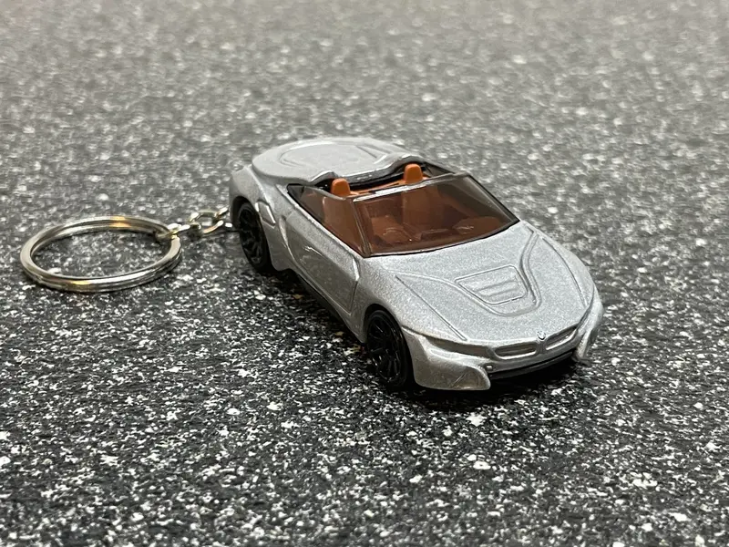 Bmw I8 Roadster Convertible Keychain Silver Hot Wheels Matchbox 1
