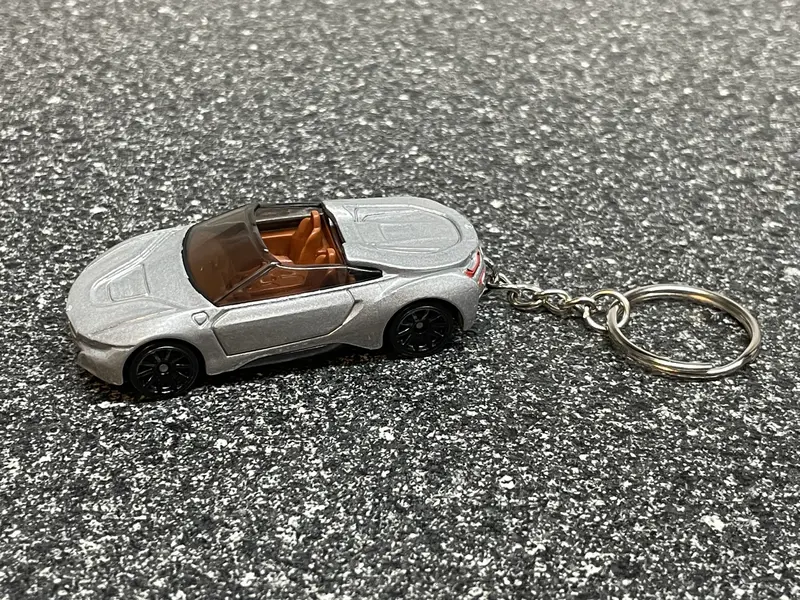 Bmw I8 Roadster Convertible Keychain Silver Hot Wheels Matchbox 2