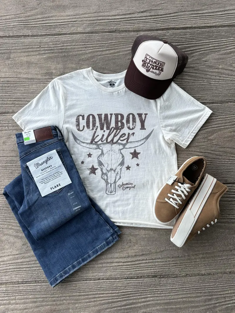 Bohemian Cowgirl Cement Cowboy Killer Crop Tee 1