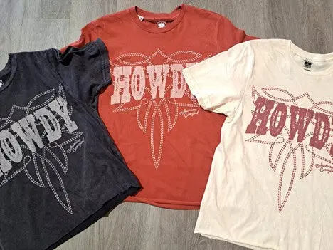 Bohemian Cowgirl Howdy Boot Stitch Tee 1