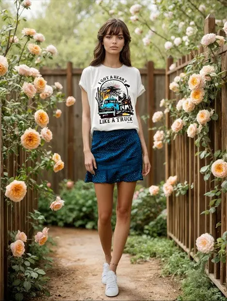 Bohemian Cowgirl Women's Cream Heart Like A Truck Tee 1