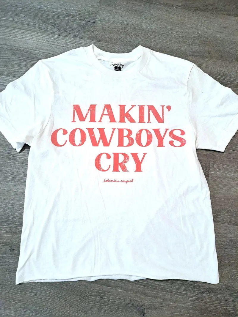 Bohemian Cowgirl Women's White Makin Cowboys Cry Tee 1