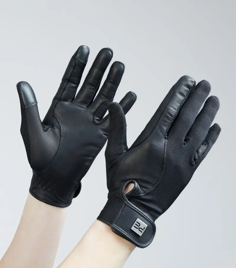 Bordoni Leather Mesh Riding Gloves Black 1