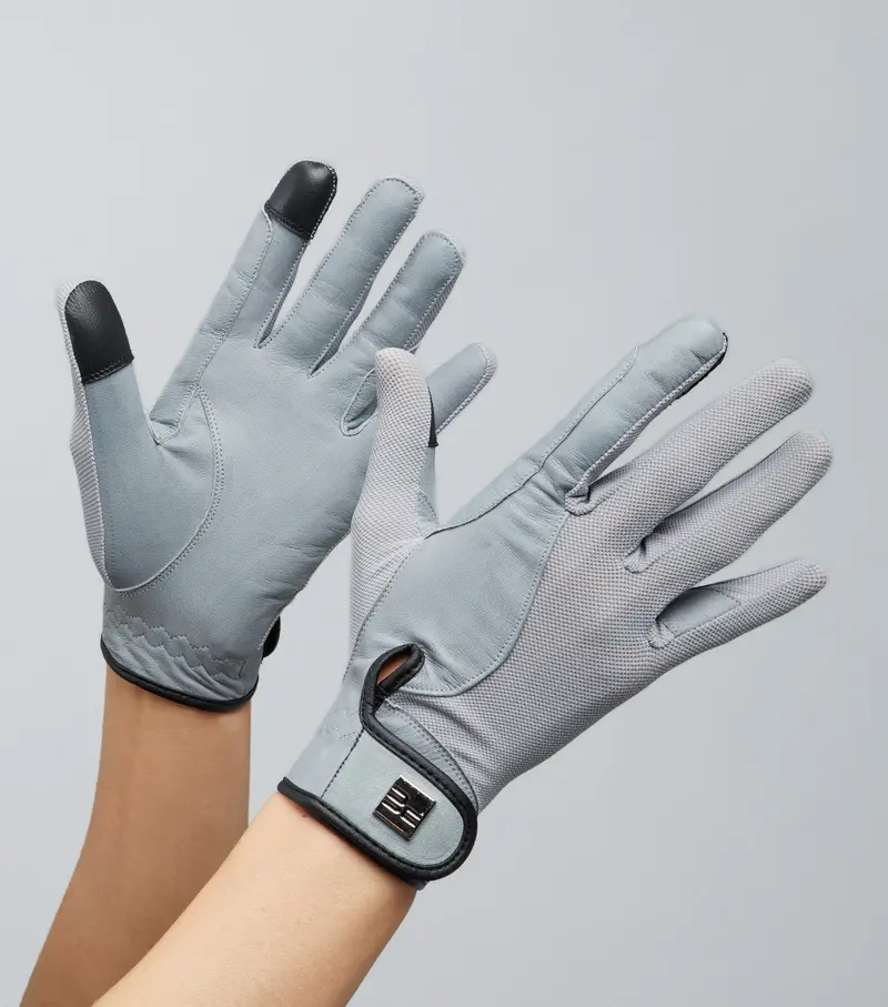Bordoni Leather Mesh Riding Gloves Grey 1