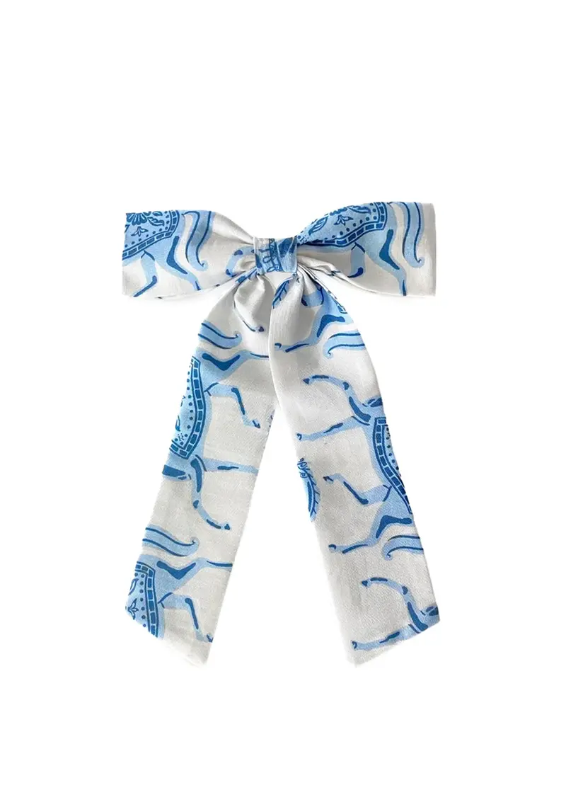Bow Hair Tie | Blossomare Print | Blue 1