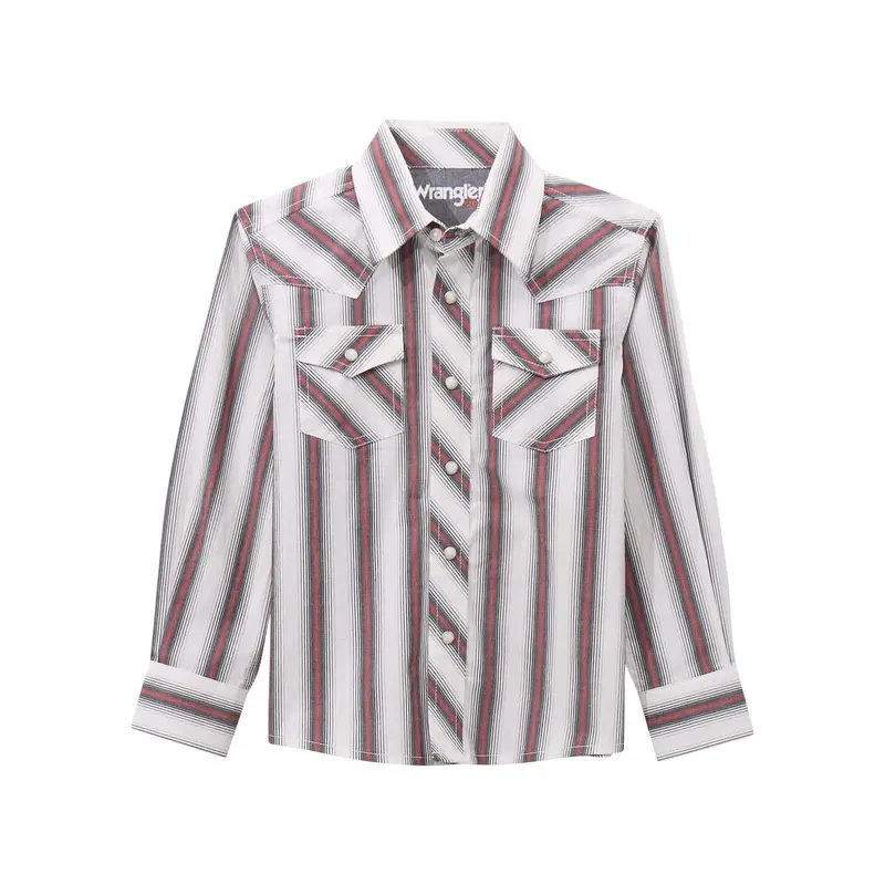 Boys Burgandy/White Stripe 20X Long Sleeve 1