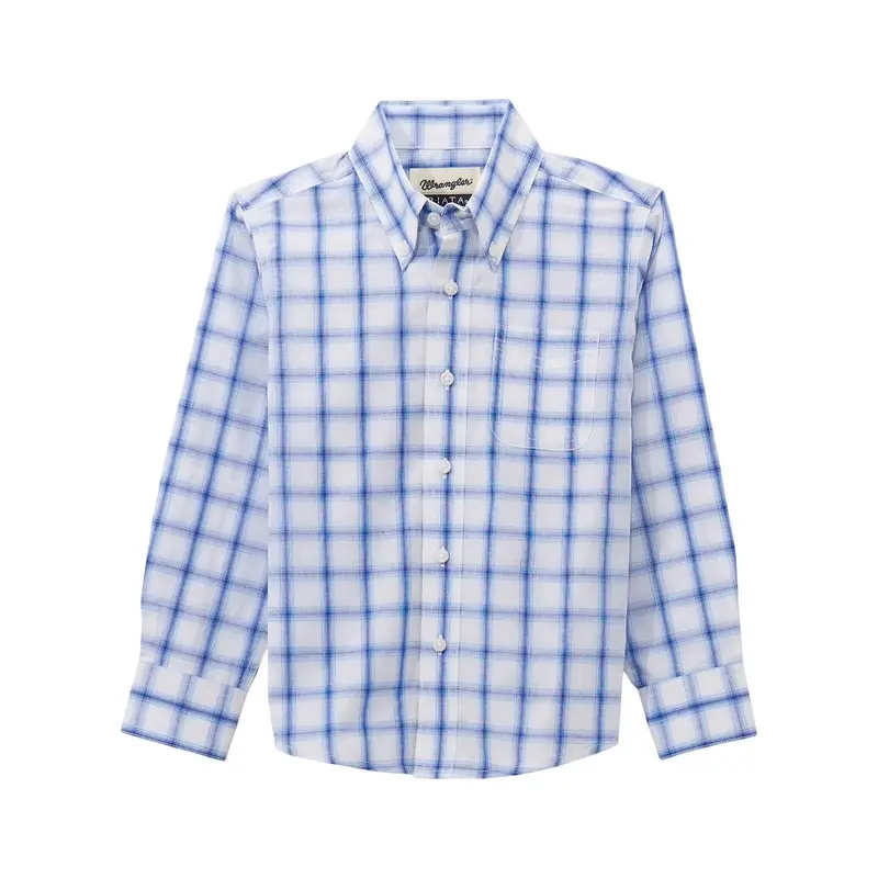 Boys White/Blue Plaid Riata Long Sleeve Shirt 1