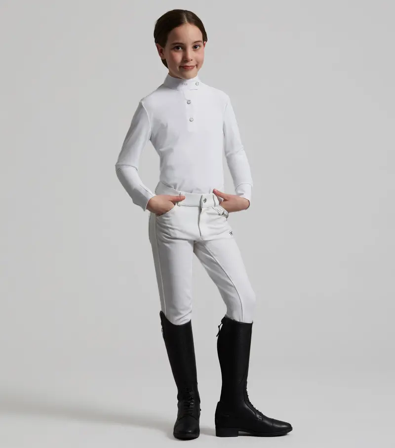 Brava Girls Full Seat Gel Competition Riding Breeches White 1
