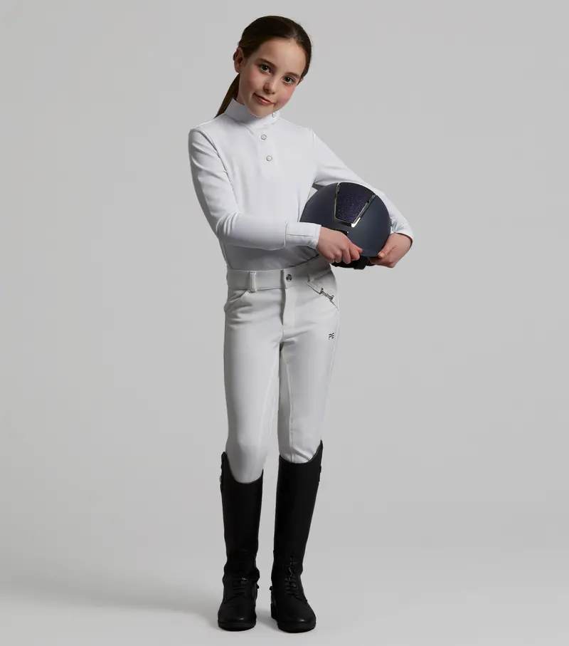 Brava Girls Full Seat Gel Competition Riding Breeches White 2