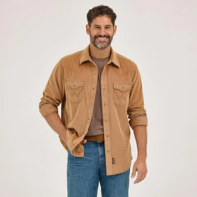 Brown Corduroy Wrangler L/S Snap Shirt 1