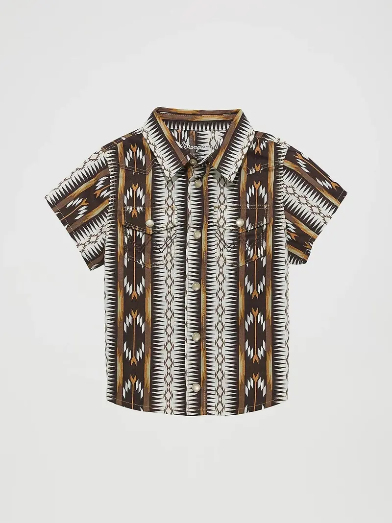 Brown Print Wrangler Baby Snap Shirt 1