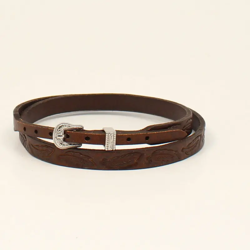 Brown Tooled Feather Hatband 1