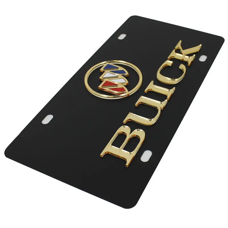 Buick Dual Logo License Plate (Gold On Black) 2
