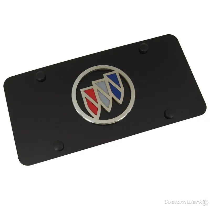 Buick Tri Color Logo License Plate (Chrome On Black) 1