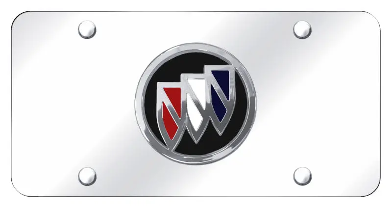 Buick Tri Color Logo License Plate (Chrome On Black) 1