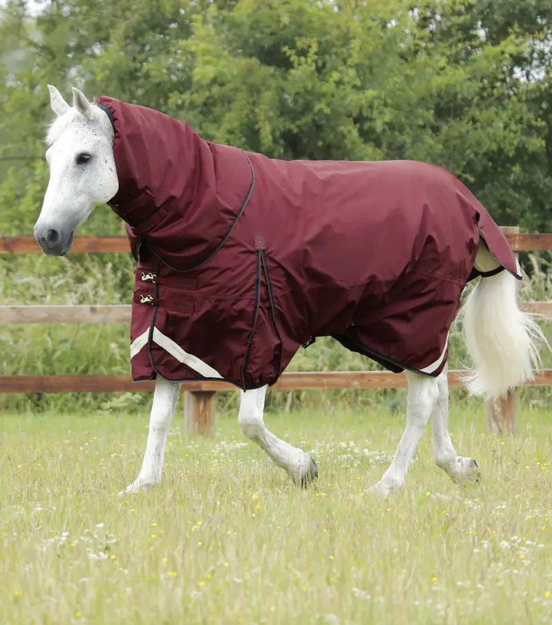 Buster 400G Turnout Rug With Snug-Fit Neck Cover Burgundy 1