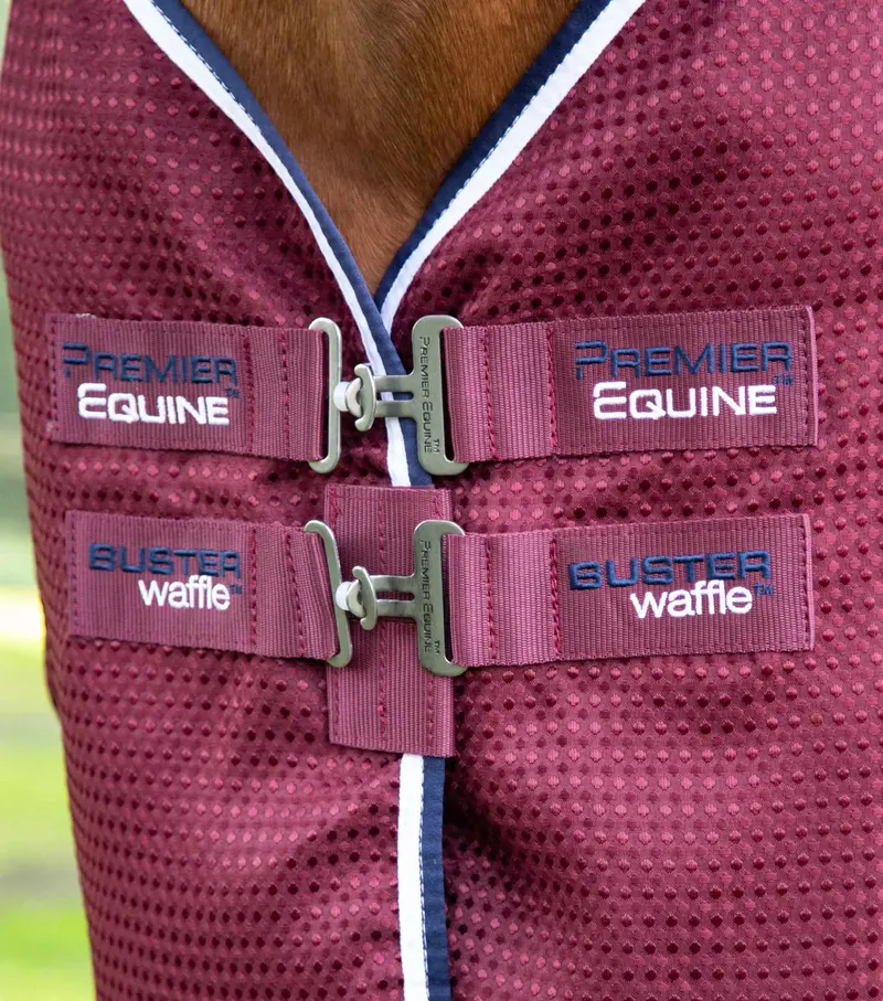 Buster Waffle Horse Cooler Rug Burgundy 2