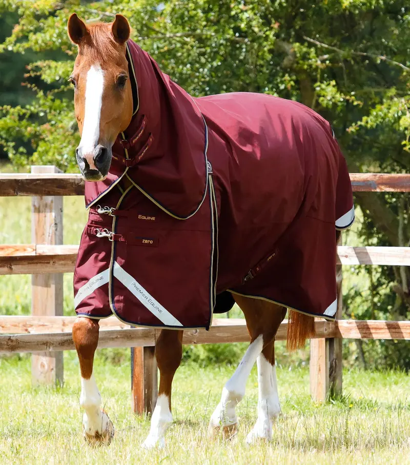 Buster Zero Turnout Rug With Classic Neck Cover Burgundy 1